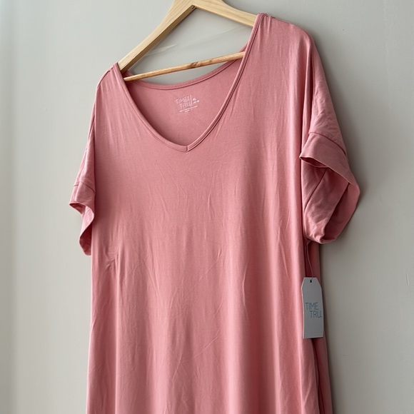 Time and Tru Light Pink Side Slit V-Neck Dress Size XL 16-18 - Picture 4 of 12